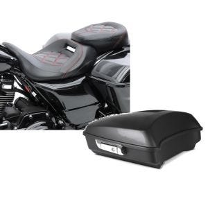 Set: Sitzbank für Harley Street Glide Special 15-21 Craftride RH3 schwarz-rot + Topcase Razor für Harley Street Glide Special 15-21 schwarz matt LC Craftride_1