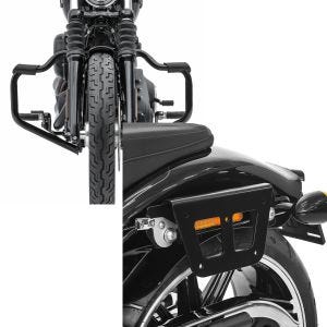 Set: Sturzbügel Mustache für Harley Davidson Softail 18-21 Schutzbügel 32mm schwarz Craftride + Satteltaschenhalter für Harley Breakout/ 114 18-21 links abnehmbar Craftride_1