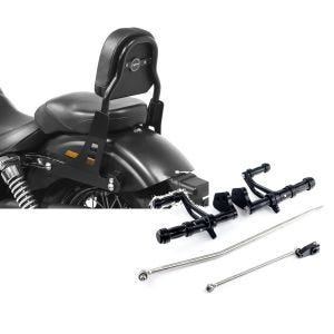 Set: Sissy Bar für Harley Davidson Dyna Street Bob 06-08 schwarz CSS Craftride + Vorverlegte Fußrastenanlage für Harley Dyna Street Bob 06-17 Craftride schwarz_1