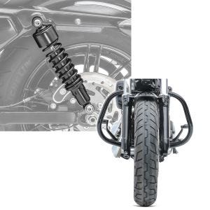 Set: Stoßdämpfer 11,9 Zoll Harley Davidson Sportster 883 Iron 09-20 Craftride schwarz + Sturzbügel für Harley Davidson Sportster 883 Iron 09-20 HS5 schwarz Craftride_1