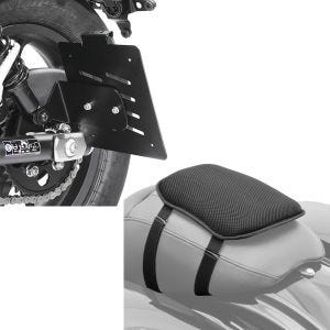 Set: Kennzeichenhalter seitlich für Honda Rebel 500 17-21 schwarz Craftride + Gel Sitzkissen Honda Rebel 500 Komfortkissen S Tourtecs schwarz_1