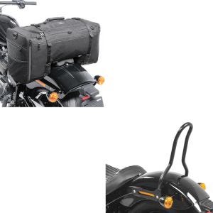 Set: Sissybar für Harley Davidson Softail 18-21 Craftride Tampa S schwarz + Hecktasche für Harley Softail Street Bob SQ1 Craftride 52l schwarz_1
