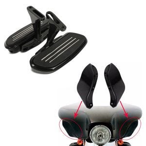 Set: Beifahrer Trittbretter + Halter CF2B für Harley Street Glide 06-21 Craftride + Seitlicher Spoiler für Harley Street Glide 06-13 schwarz Craftride_1