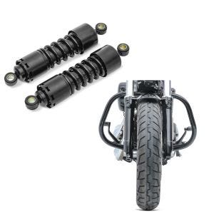Set: Stoßdämpfer 11 Zoll Harley Sportster 883 Iron Federbeine von Craftride schwarz + Sturzbügel für Harley Davidson Sportster 883 Iron 09-20 HS5 schwarz Craftride_1