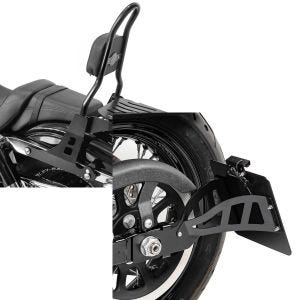 Set: Sissybar Harley Davidson Dyna Fat Bob 10-17 Craftride Fast Rider-M inkl. Gepäckträger schwarz + Seitlicher Kennzeichenhalter für Harley Davidson Dyna Fat Bob 08-17 Craftride schwarz_1