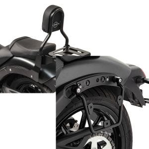 Set: Sissy Bar CL3 für Kawasaki Vulcan S / Café 15-20 mit Gepäckträger schwarz Craftride + Satteltaschenhalter für Kawasaki Vulcan S / Café 15-20 links Satteltaschen Abstandshalter Craftride_1