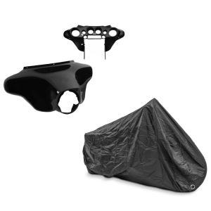 Set: Batwing Verkleidung für Harley Davidson Street Glide 06-13 Craftride Innen und Aussen schwarz + Abdeckplane Harley Street Glide / Special Craftride XXXL schwarz_1