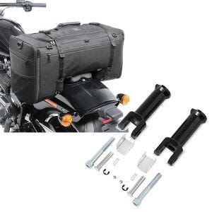 Set: Hecktasche für Harley Softail Street Bob SQ1 Craftride 52l schwarz + Sozius Fussrasten-Halter für Harley Davidson Softail Street Bob 18-21 Craftride schwarz_1