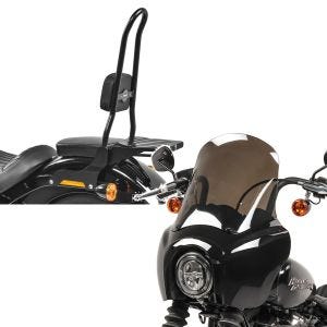 Set: Sissy Bar CSXL Fix für Harley Softail Street Bob 18-21 Gepäckträger schwarz Craftride + Lampenmaske MG5 für Harley Softail Street Bob 18-20 Lampen Verkleidung rauchgrau Craftride_1