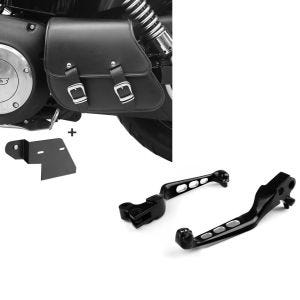 Set: Schwingentasche + Halter für Harley Dyna Street Bob 06-17 Craftride + Bremshebel und Kupplungshebel Set Edge Cut Harley Davidson Dyna Street Bob 06-17 schwarz Craftride_1