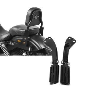 Set: Sissy Bar für Harley Davidson Dyna Street Bob 06-08 schwarz CSS Craftride + Sozius Fussrasten Set mit Halter für Harley Dyna Street Bob 06-17 BL1 schwarz Craftride_1
