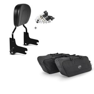 Set: Sissybar Harley Davidson Street Glide 06-08 Craftride Fast Driver-M schwarz + Koffer Innentaschen für Harley Street Glide 06-21 Craftride BG1 Paar_1