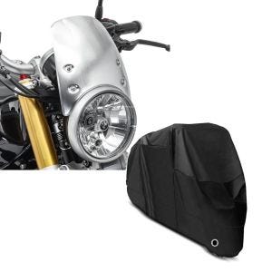 Set: Windschild für BMW R NineT Scrambler 16-21 Craftride CW9 silber + Abdeckplane BMW R NineT / Pure / Scrambler  R 80 GS / R Craftride XL in schwarz_1