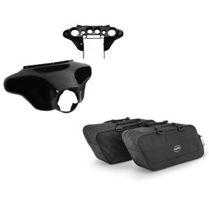 Set: Batwing Verkleidung für Harley Davidson Street Glide 06-13 Craftride Innen und Aussen schwarz + Koffer Innentaschen für Harley Street Glide 06-21 Craftride BG1 Paar_1