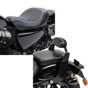 Set: Solo Sitz für Harley Sportster 883 Iron 09-20 Craftride SR4 Sitzbank + Sissybar Harley Sportster 883 Iron 09-20 Craftride Fast Driver-XS schwarz_1