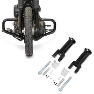 Set: Sturzbügel Mustache für Harley Softail Street Bob / Low Rider 18-21 schwarz Craftride + Sozius Fussrasten-Halter für Harley Davidson Softail 18-21 Craftride schwarz_1