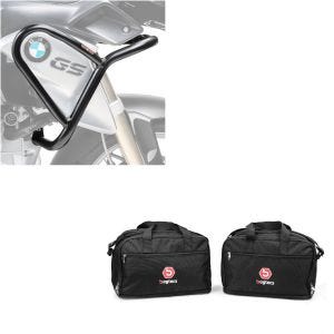 Set: Verkleidungsschutzbügel für BMW R 1200 GS 13-16 Tank-Sturzbügel oben + Alukoffer Innentaschen für BMW R 1250 / 1200 GS / Adventure 04-21 Koffer Taschen Bagtecs MS1_1