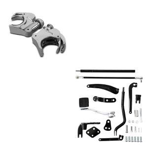 Set: Vorverlegte Fussrastenanlage für Harley Davidson Dyna Street Bob 06-17 Craftride RR1 + Windschild Klammern 49mm Harley Davidson Dyna Street Bob 06-17 Windschutzscheiben chrom Craftride_1
