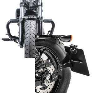 Set: Sturzbügel Mustache II für Harley Davidson Sportster Forty-Eight 48 10-20 Schutzbügel schwarz Craftride + Seitlicher Kennzeichenhalter für Harley Sportster Forty-Eight 48 10-20 Craftride schwarz_1