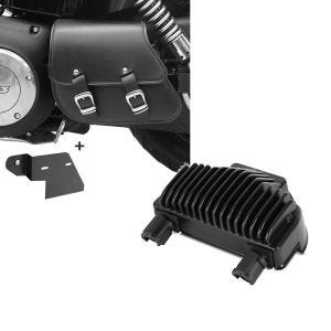 Set: Schwingentasche + Halter für Harley Dyna Street Bob 06-17 Craftride + Spannungsregler für Harley-Davidson Dyna Street Bob 08-17 Gleichrichter Laderegler Craftride_1