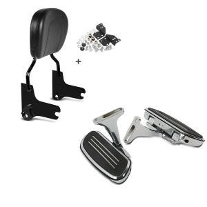 Set: Sissybar Harley Davidson Street Glide 06-08 Craftride Fast Driver-M schwarz + Beifahrer Trittbretter + Halter CF2S für Harley Street Glide 06-21 Craftride_1