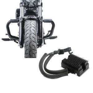 Set: Sturzbügel Mustache II für Harley Davidson Sportster Forty-Eight 48 10-20 Schutzbügel schwarz Craftride + Spannungsregler für Harley-Davidson Sportster Forty-Eight 48 10-13 Gleichrichter Laderegler Craftride_1