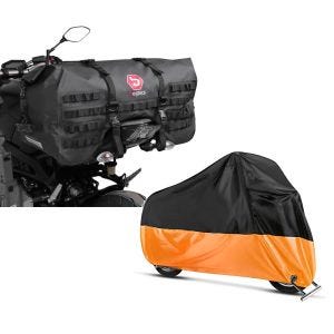 Set: Hecktasche für Yamaha MT-07 / Tracer 700 Bagtecs SX70 70Ltr schwarz + Abdeckplane Yamaha MT-01 - MT-03 - MT-07 / Tracer - MT-10 Craftride XL in schwarz-orange_1