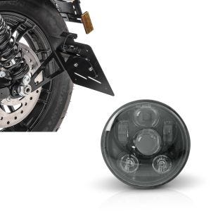Set: Kennzeichenhalter seitlich M für Harley Sportster 883 Iron 19-20 schwarz Craftride + Hauptscheinwerfer LED 5,75 Zoll für Harley Sportster 883 Iron 09-20 schwarz von Craftride_1