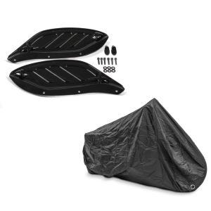 Set: Seitlicher Windabweiser für Harley Street Glide 06-13 Craftride verstellbar schwarz + Abdeckplane Harley Street Glide / Special Craftride XXXL schwarz_1