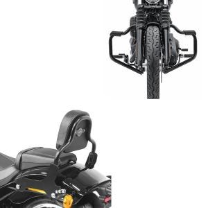 Set: Sissy Bar für Harley Davidson Breakout / 114 18-21 schwarz CSS Craftride + Sturzbügel Mustache für Harley Davidson Softail 18-21 Schutzbügel 32mm schwarz Craftride_1