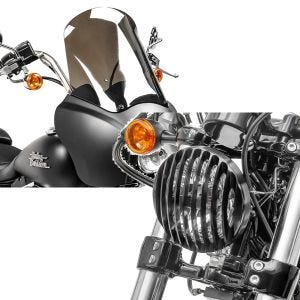 Set: Frontverkleidung für Harley Dyna Street Bob 06-17 Craftride MG5 mit Scheibe schwarz-matt rauchgrau + Scheinwerfer Grill Harley Dyna Street Bob 06-17 schwarz von Craftride_1