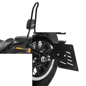 Set: Sissy Bar CSXL Fix für Harley Softail Street Bob 18-21 Gepäckträger schwarz Craftride + Seitlicher Kennzeichenhalter für Harley Davidson Softail 18-21 Craftride schwarz_1