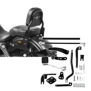 Set: Sissy Bar für Harley Davidson Dyna Street Bob 06-08 schwarz CSS Craftride + Vorverlegte Fussrastenanlage für Harley Davidson Dyna Street Bob 06-17 Craftride RR1_1
