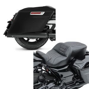Set: Seitenkoffer für Harley Street Glide Special 15-21 Craftride Stretched SC2 unlackiert + Sitzbank für Harley Street Glide Special 15-21 Craftride TG3 in schwarz_1