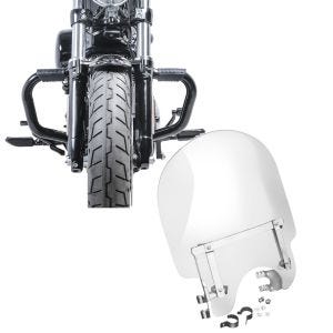Set: Sturzbügel Mustache II für Harley Davidson Sportster 1200 Custom 04-20 Schutzbügel schwarz Craftride + Windschild für Harley-Davidson Sportster 1200 Custom 96-18 Craftride_1
