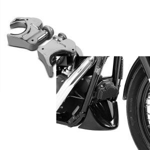 Set: Windschild Klammern 49mm Harley Davidson Dyna Street Bob 06-17 Windschutzscheiben chrom Craftride + Bugspoiler für Harley Davidson Dyna Street Bob 06-17 Craftride_1