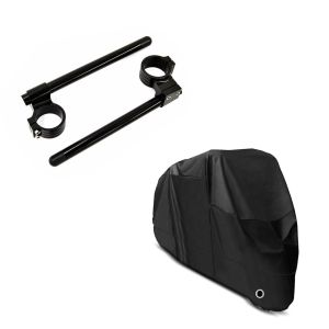 Set: Stummellenker 50mm für Yamaha YZF-R6 03-19 Lenker Erhöhung + Abdeckplane Yamaha YZF-R 125  YZF-R3  YZF-R6 Craftride XL in schwarz_1
