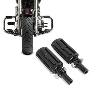 Set: Sturzbügel für Harley Davidson Fat Boy 2000-2017 Craftride Mustache chrom + Sozius Fussrasten Set mit Halter für Harley Fat Boy 00-17 BL1 schwarz Craftride_1