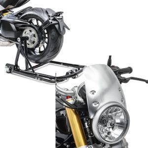 Set: Rangierhilfe BMW R NineT 14-21 Montageständer ConStands Single Mover Schwarz + Windschild für BMW R NineT 14-21 Windschutzscheibe Craftride CW9 silber_1