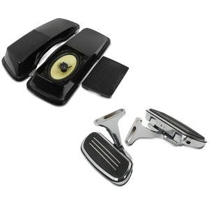 Set: Seitenkoffer-Deckel mit Lautsprecher für Harley Street Glide 06-13 Craftride + Beifahrer Trittbretter + Halter CF2S für Harley Street Glide 06-21 Craftride_1