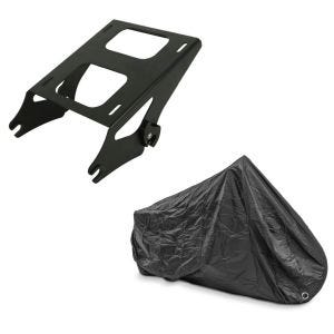 Set: Topcase Träger Doppelsitzbank für Harley Davidson Street Glide Special 15-21 sw Craftride + Abdeckplane Harley Street Glide / Special Craftride XXXL schwarz_1