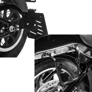 Set: Seitlicher Kennzeichenhalter für Harley Davidson Softail 18-21 Craftride schwarz + Satteltaschenhalter für Harley Softail Standard 20-21 links-rechts Craftride_1