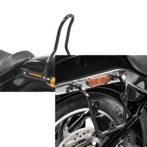 Set: Sissybar für Harley Davidson Softail 18-21 Craftride Tampa S schwarz + Satteltaschenhalter für Harley Softail Standard 20-21 links-rechts Craftride_1