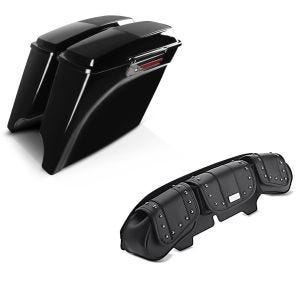 Set: Seitenkoffer Stretched für Harley Street Glide (FLHX) 06-13 Lautsprecher Latch Black Craftride + Windschild Tasche RV für Harley Davidson Street Glide 06-13 Craftride_1