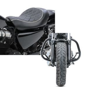 Set: Solo Sitz für Harley Sportster 883 Iron 09-20 Craftride SR4 Sitzbank + Sturzbügel für Harley Davidson Sportster 883 Iron 09-20 HS5 schwarz Craftride_1
