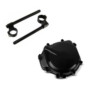 Set: Stummellenker 50mm für Suzuki GSX-R 1000 01-17 Lenker Erhöhung + Lichtmaschinendeckel für Suzuki GSX-R 1000 05-08 Limadeckel Motordeckel_1