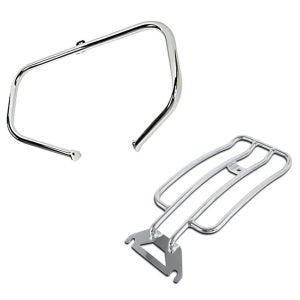 Set: Sturzbügel für Harley Davidson Road King 97-08 Craftride TR1 chrom + Gepäckträger Solo Rack für Harley Davidson Road King 97-05 chrom Craftride_1