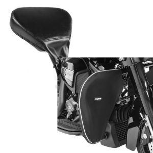 Set: Fahrer Rückenlehne BR5 für Harley Street Glide 09-21 Craftride + Sturzbügel Spritzschutz für Harley Street Glide 06-21 Beinwärmer Craftride_1