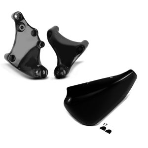 Set: Sozius Fussrasten-Halter für Harley Sportster Forty-Eight 48 14-20 schwarz Craftride + Batterieabdeckung Harley Sportster Forty-Eight 48 14-20 Craftride Seitendeckel links in schwarz_1