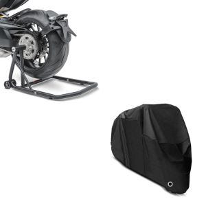 Set: Einarmständer Honda VFR 800 F 98-20 Montageständer ConStands Single-Classic schwarz matt + Abdeckplane Honda Rebel 500  VFR 750 F / R  VFR 800 F Craftride XL in schwarz_1